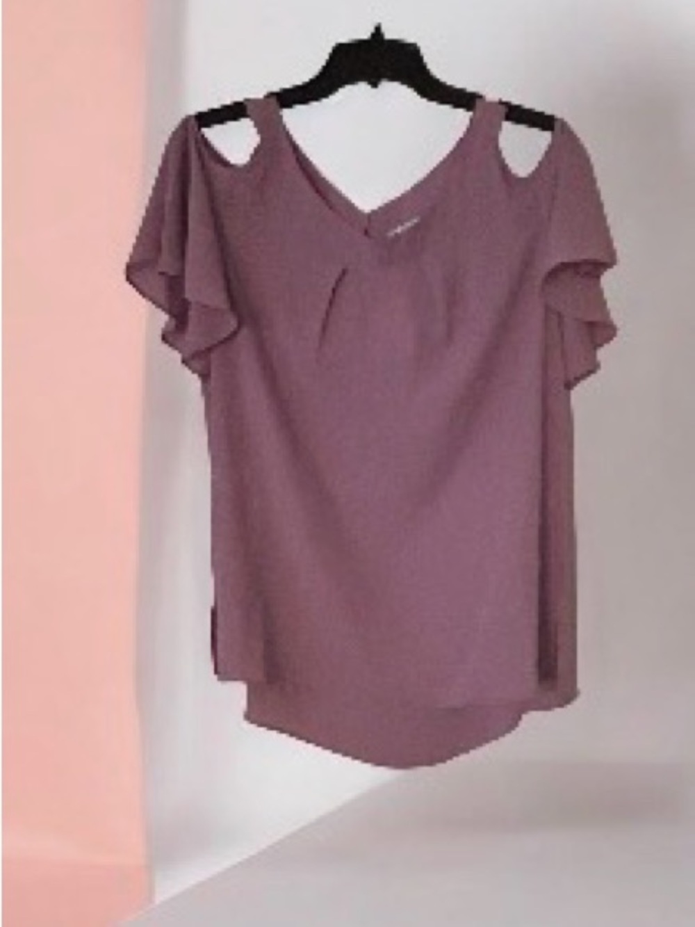 Cold-Shoulder Ruffle Sleeve Top - Lilac